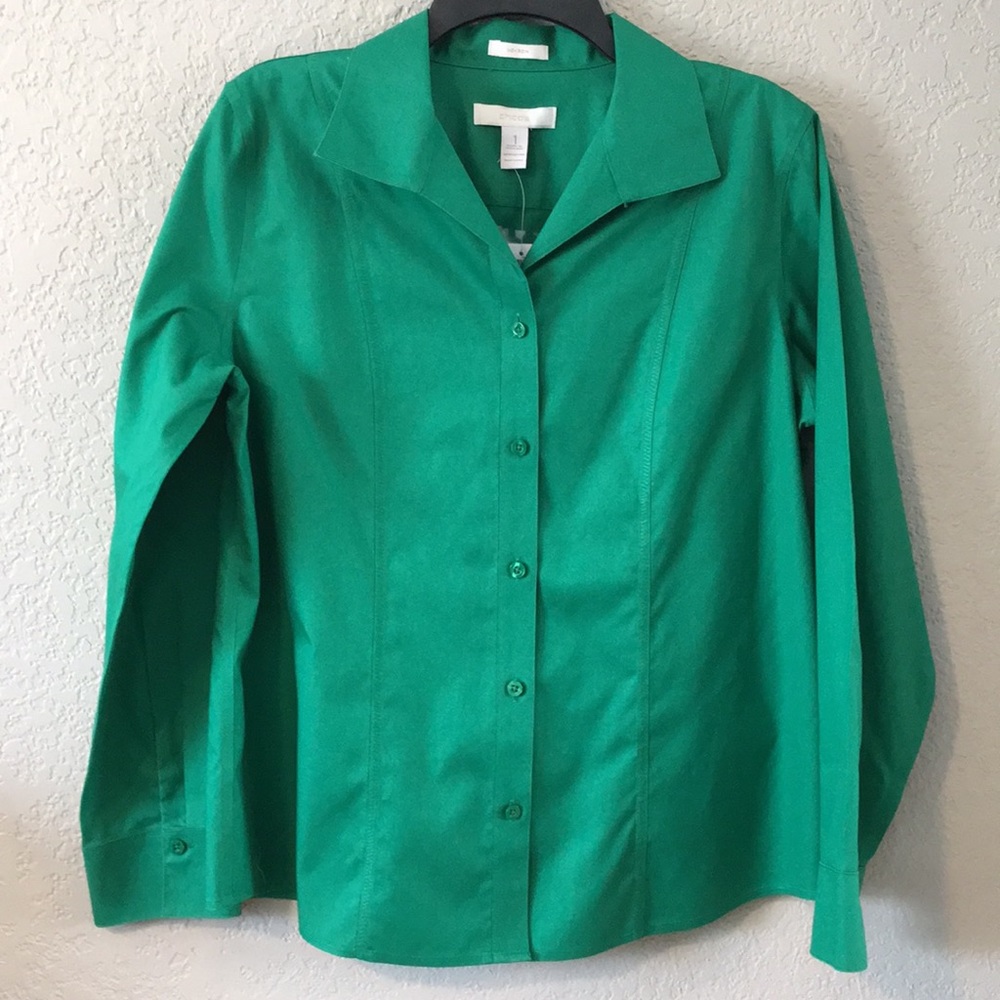 Chico’s Marmara Green No Iron Button Down Shirt
